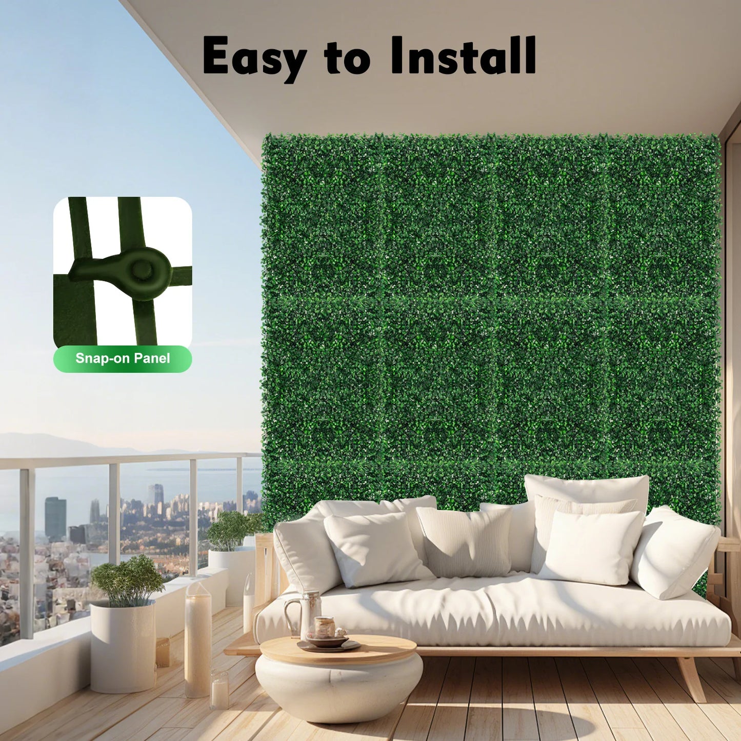 12PCS 60×40CM Artificial Grass Mat Panel PE Waterproof Wall Hedge for Indoor Outdoor Decor DIY Privacy Fence Wedding