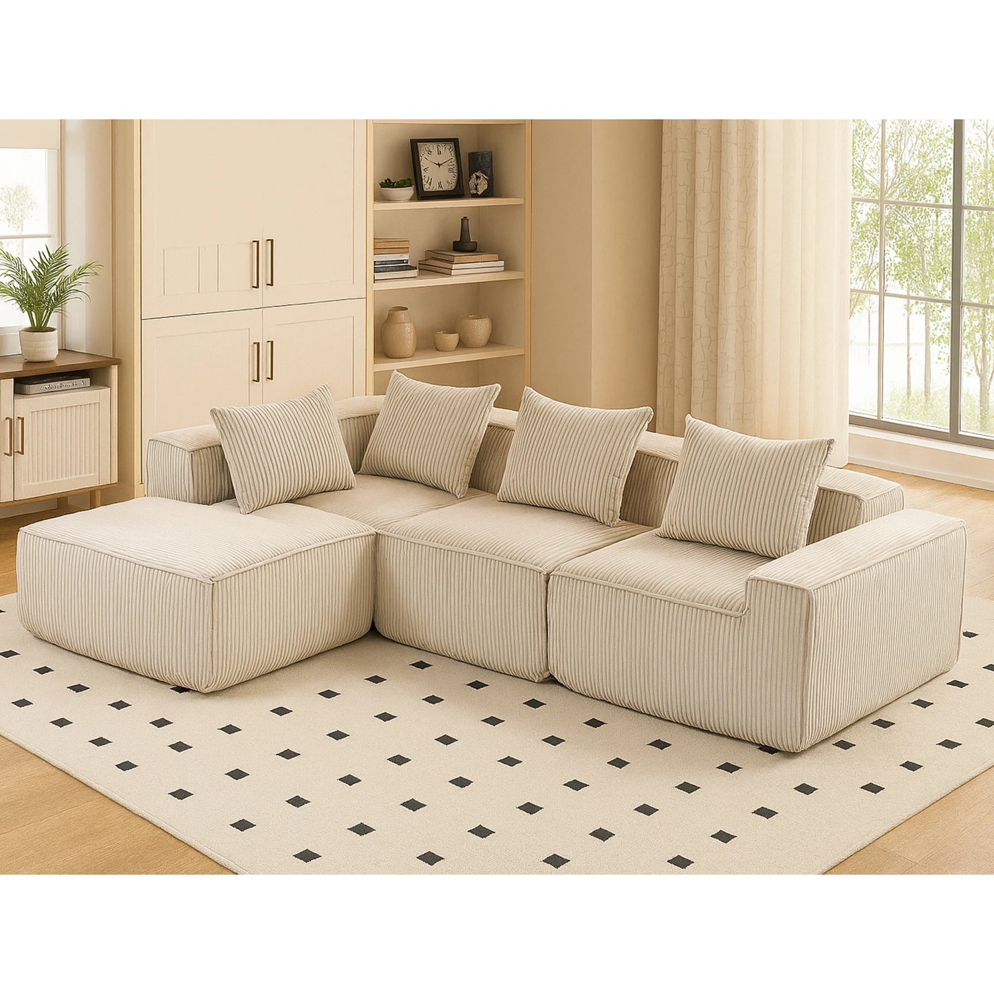 Sectional boneless Couch with L-Shape Chaise,Modern Modular sleeper Sofa with Deep Seat, Upholstered Couches for Room