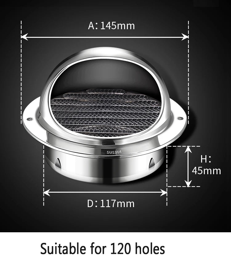 Stainless Steel Wall Ceiling Air Vent Ducting Ventilation Exhaust Grille Cover Outlet Heating Cooling Waterproof Vents Cap