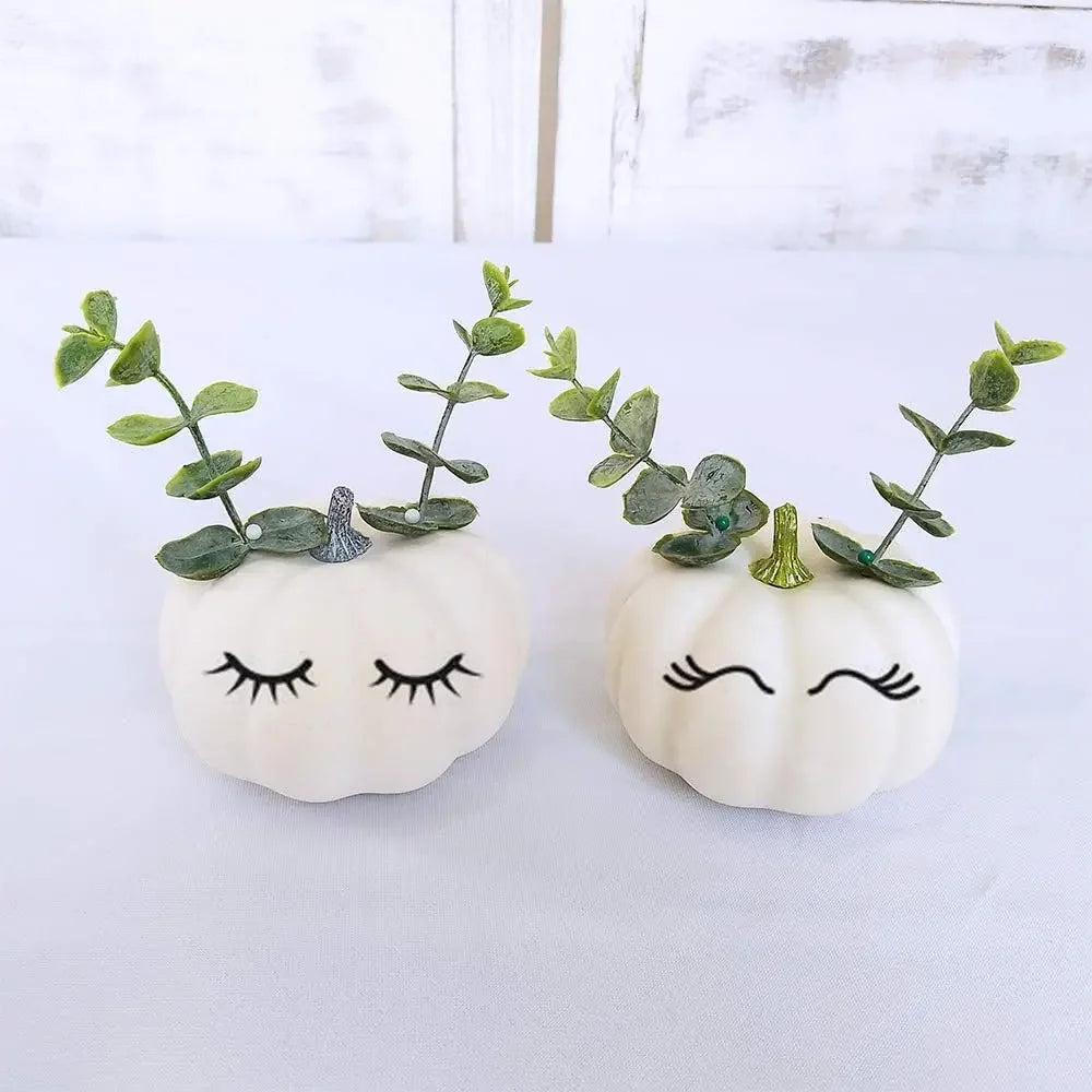 12Pcs White Artificial Pumpkins Assorted Bulk Table Decor Lifelike for All Hallows Day Fall Harvest Party Thanksgiving