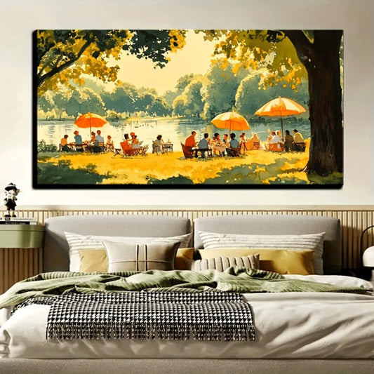 Family Reunion Canvas Art In Traditional Wood Frame