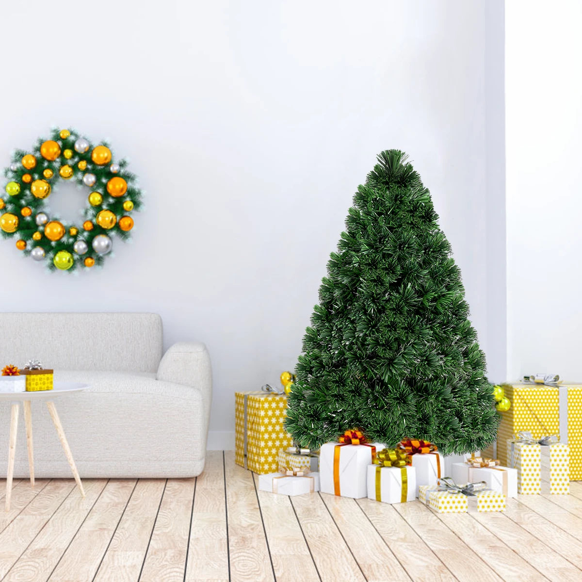 3Ft Pre-Lit Fiber Optic Artificial PVC Christmas Tree Tabletop w/ Plastic Stand