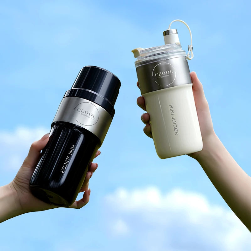 Double Layer Vacuum Insulated Juicer 304 Stainless Steel Juicers 350ml USB Charge Portable 26 Blades Strong Power Freesh Juicer