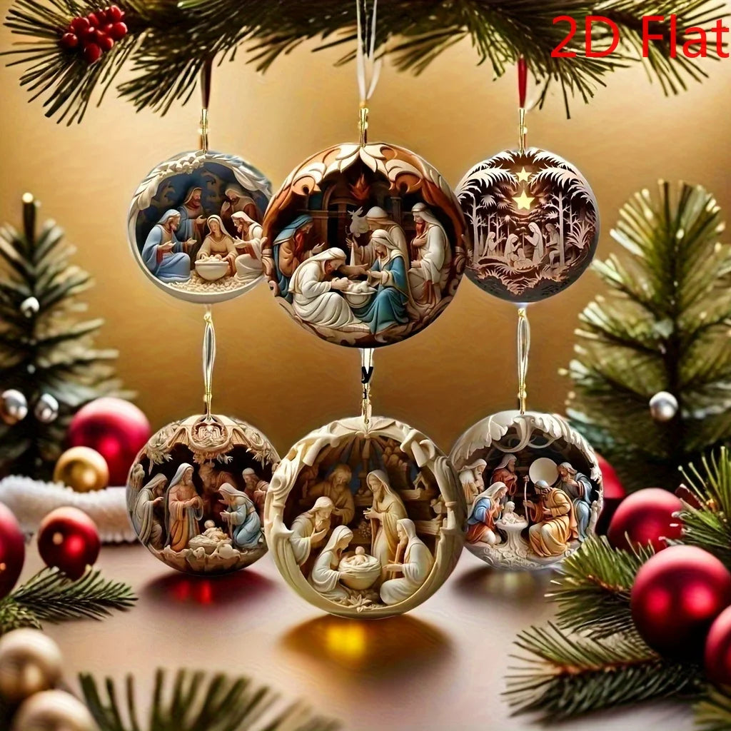 12 Pcs Nativity Wooden Ornaments - 2D Flat Bible Story Decor Set for Home & Christmas