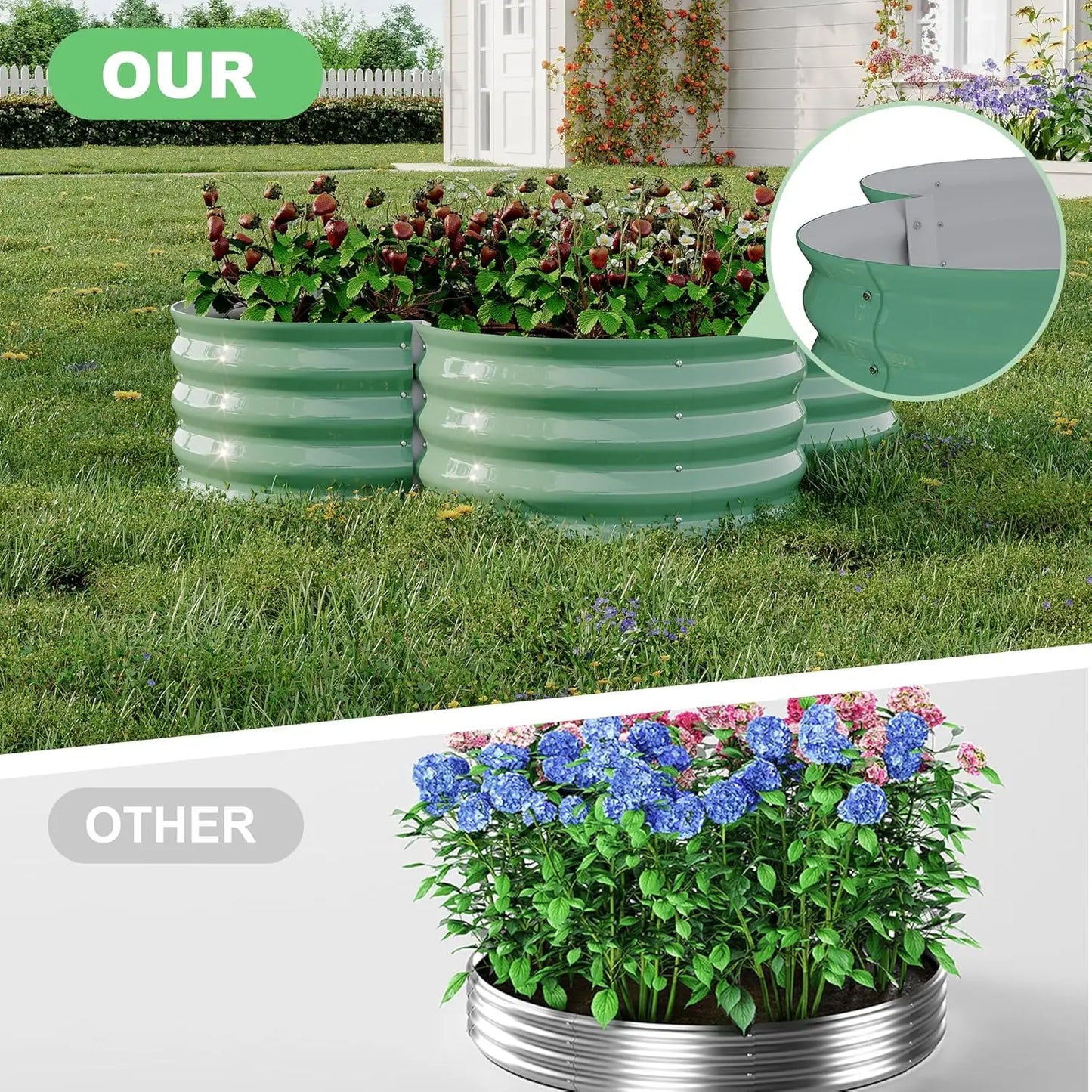 2 Pack Metal Raised Garden Beds Flower Shape Design Rust-Proof 12” Deep Planter Boxes for Vegetables/Flowers Garden Supplies