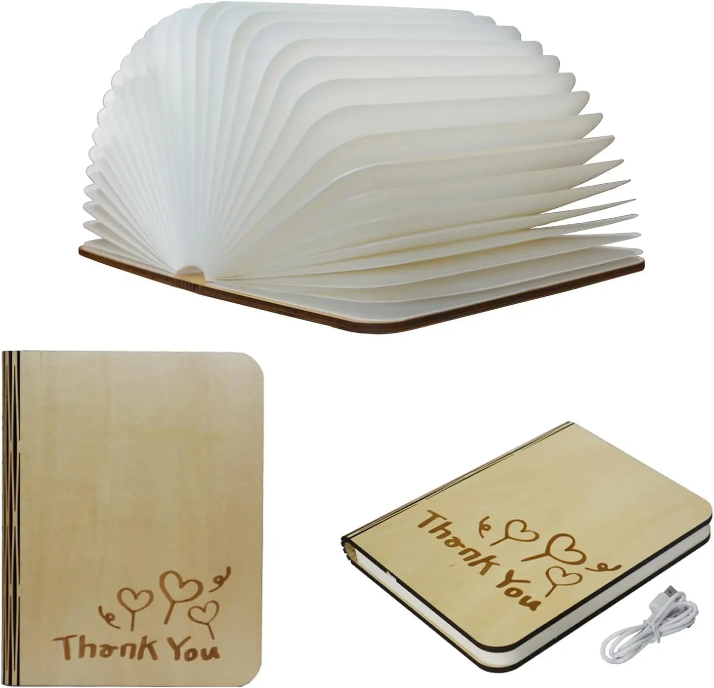 TINGEN 7 Colors Folding Book Lamp with BLE, Portable Light, Rechargeable LED Paper Lantern with USB Charge Cable, Bedside Lighti