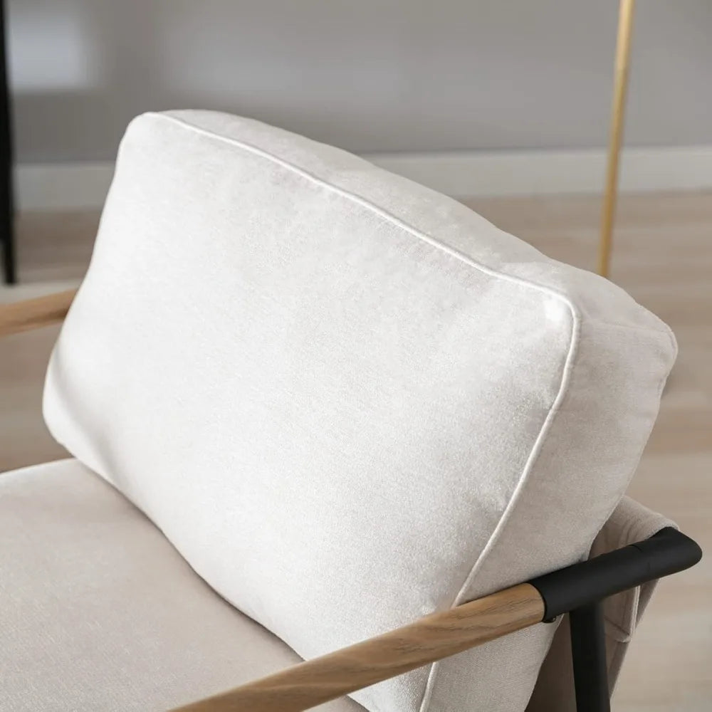 Mid-Century Accent Chair Set of 2, Soft Armchair Chenille Fabric Lounge Chair with Black Metal Legs, Upholstered Leisure Chair