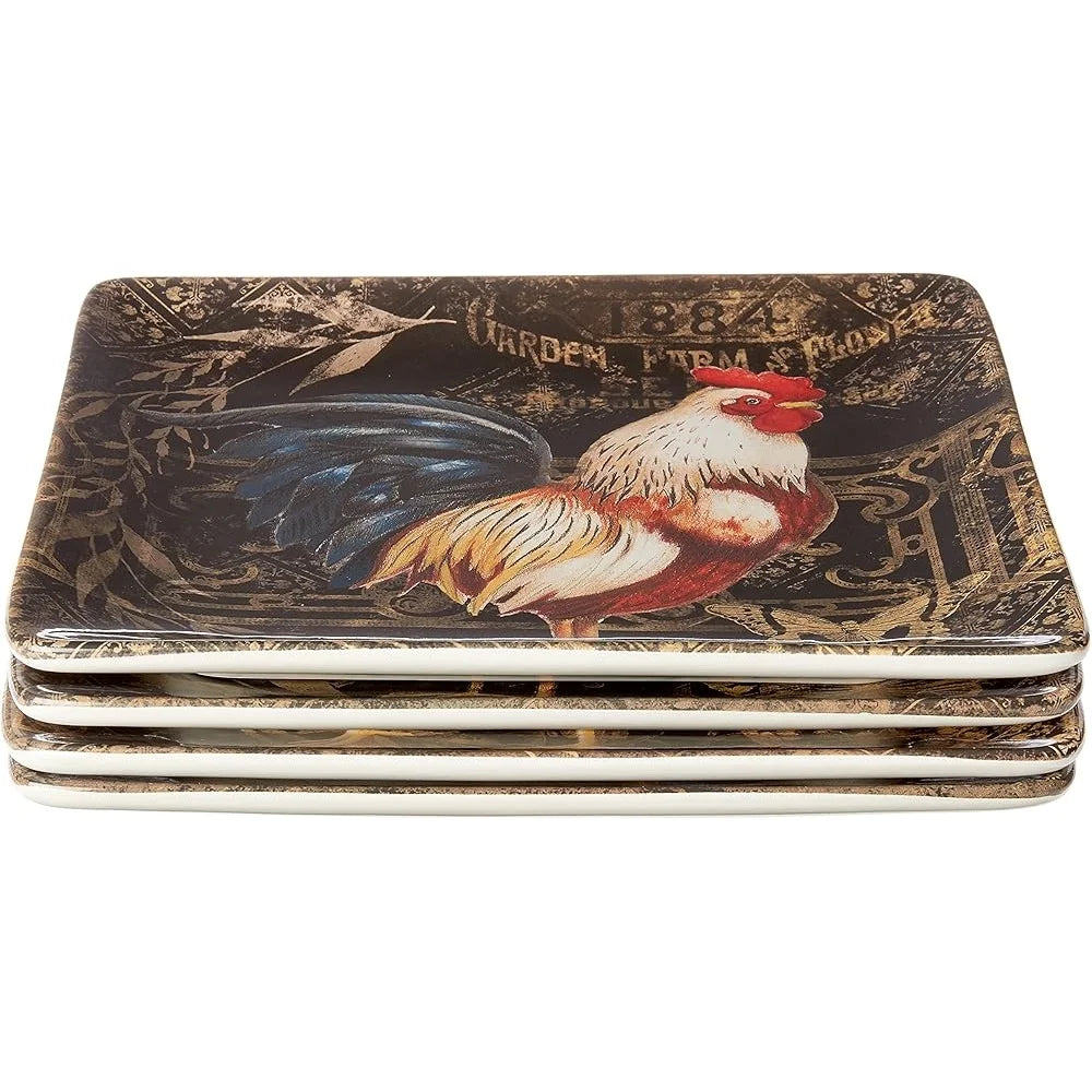 XMSJ Hand Painted Ceramic Dinner Plates Set 4 Assorted