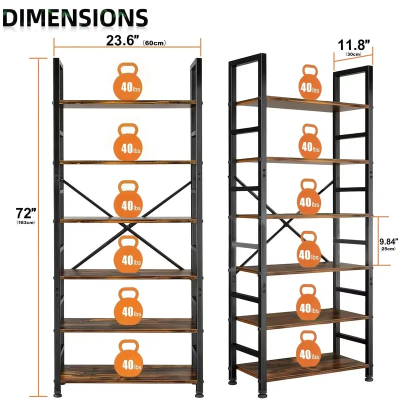 6-Tier Metal Storage Shelving Unit, Freestanding Garage Organizer Rack for Home Office, Utility Shelves with Easy Assembly