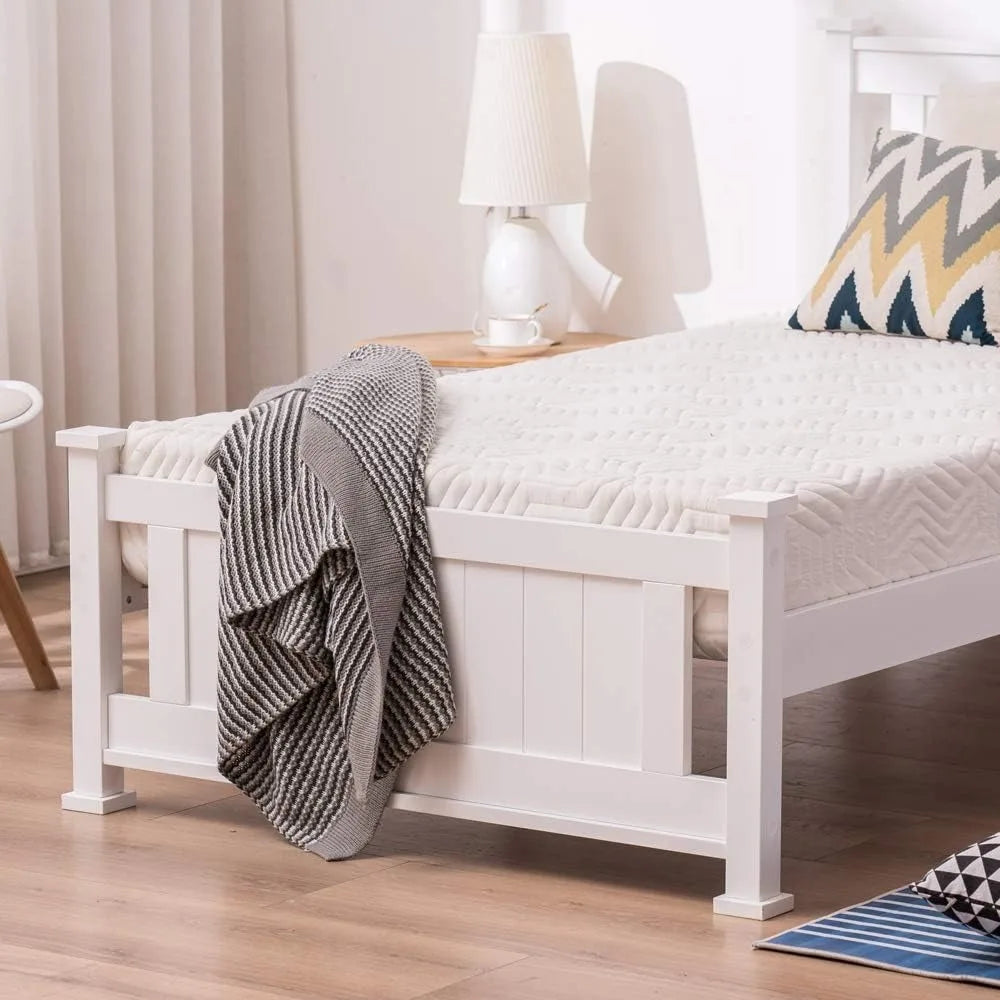HUANZHUANG Solid Wood Platform Bed Frame With Headboard
