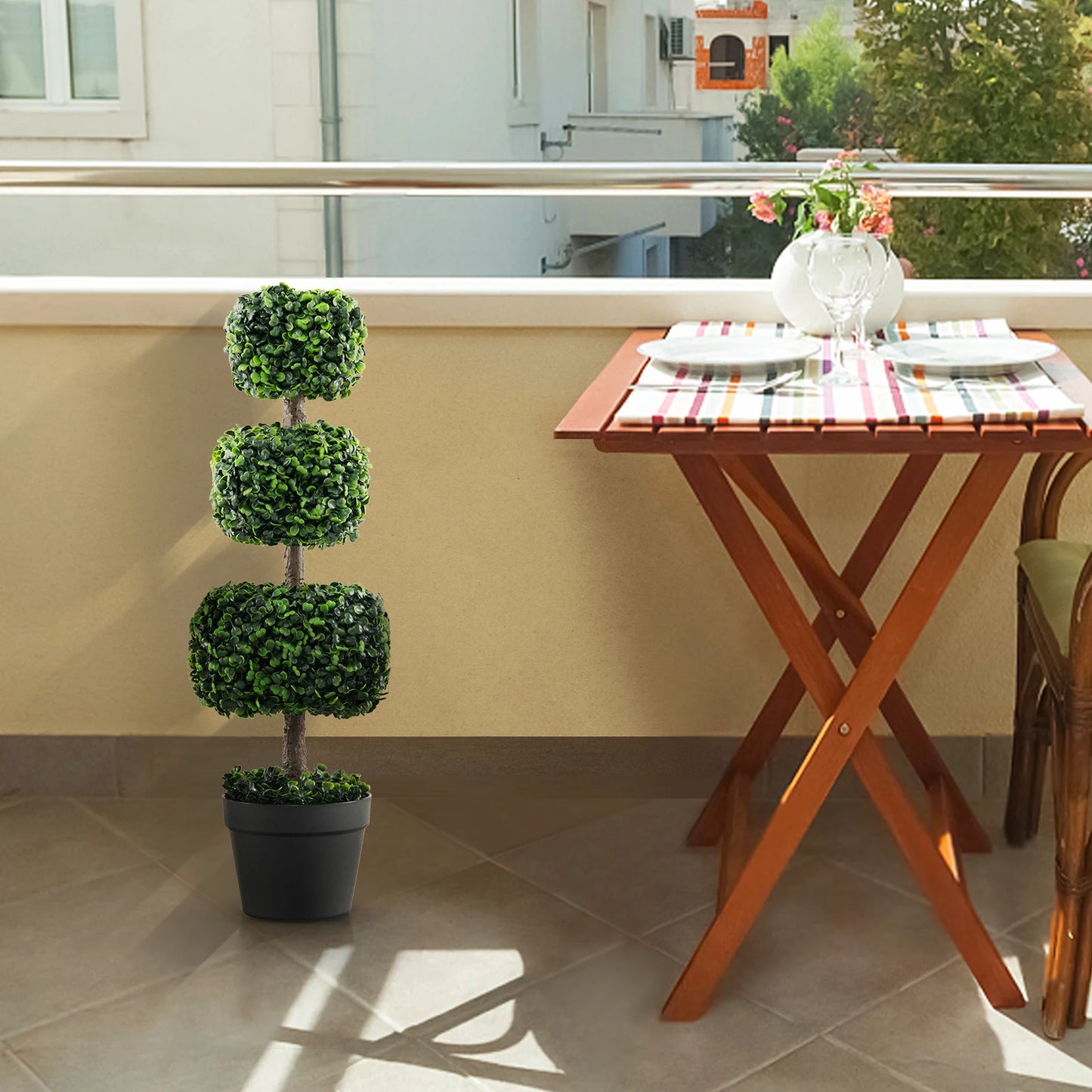 35" Artificial Boxwood Topiary Tree Faux Greenery Plant Fake Tree for Decoration