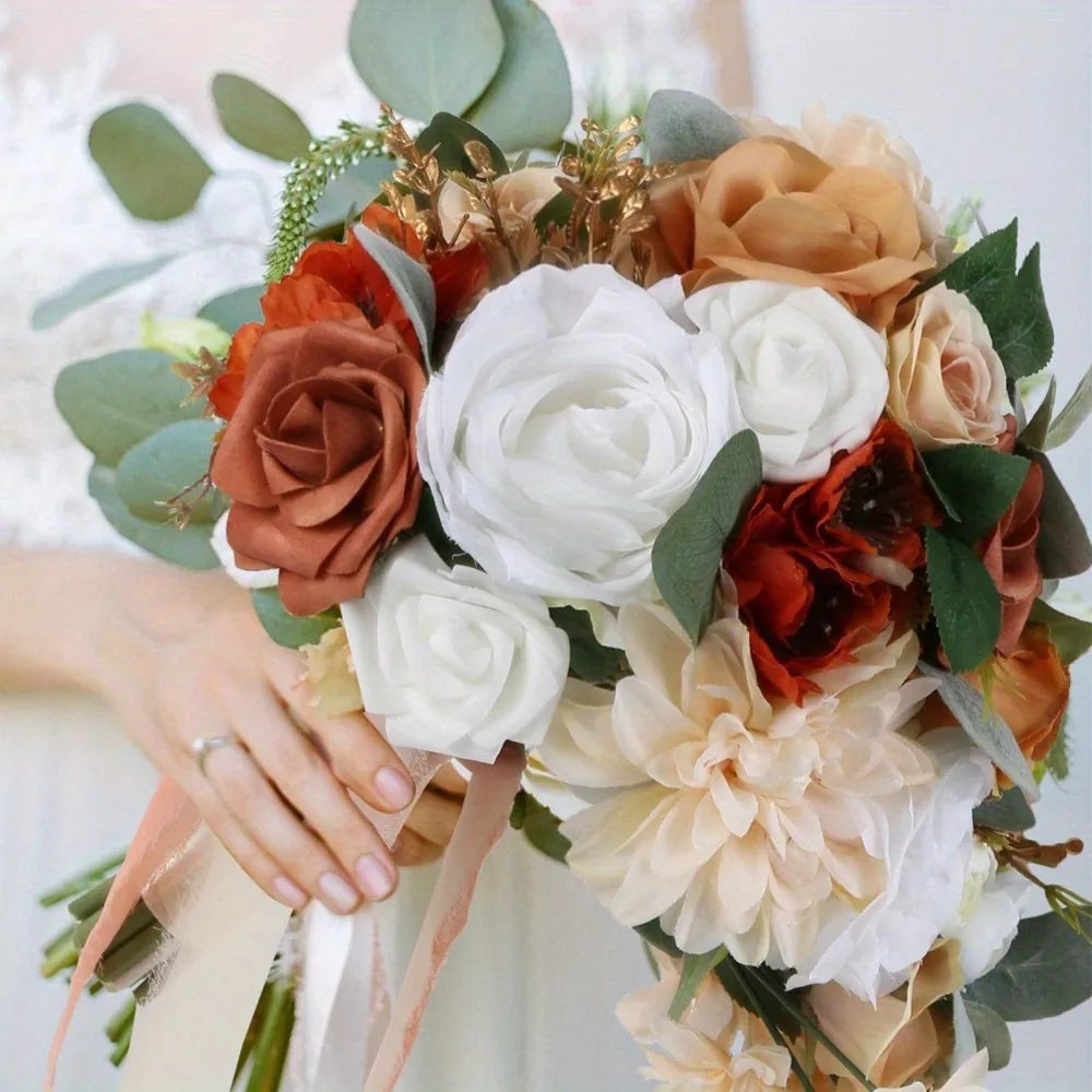 Bridal Bouquet Cascading, Wedding Bouquets for Bride, Bride Bouquets for Wedding Ceremony and Anniversary Artificial