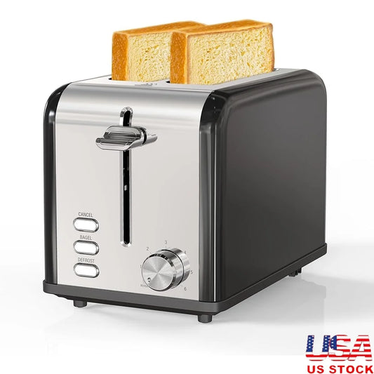 2 Slice Toaster 6 Settings Extra Wide Slot Crumb Tray