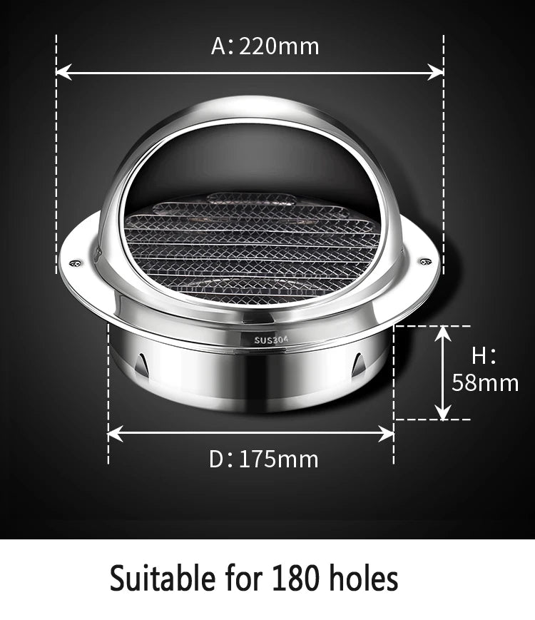 Stainless Steel Wall Ceiling Air Vent Ducting Ventilation Exhaust Grille Cover Outlet Heating Cooling Waterproof Vents Cap