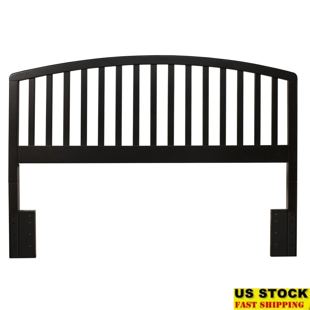 Wood Full Queen Headboard Carolina Arched Design Black Finish Slat Style Adult Furniture Assembly Required Residential Use Only