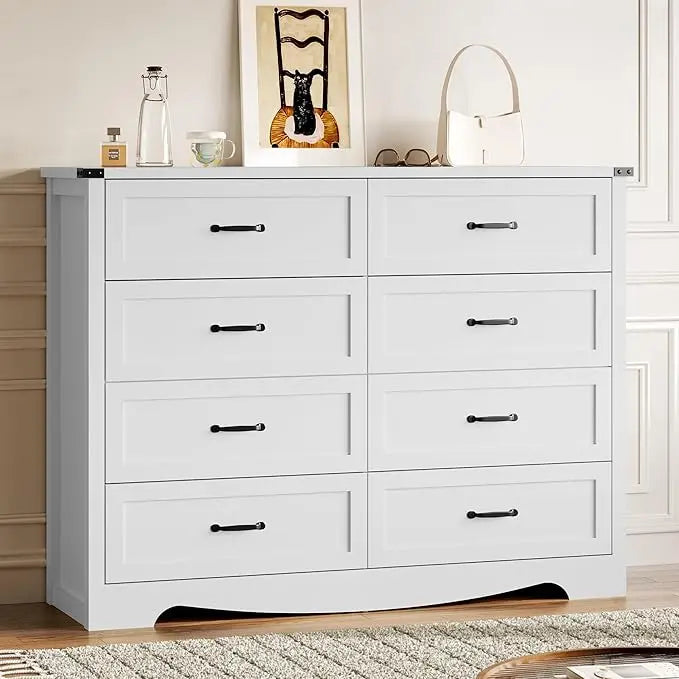 7-Drawer Dresser for Bedroom, Modern Wooden Chest of Drawers with Metal Handles, Anti-Tipping Design, Sturdy and Stable Storage