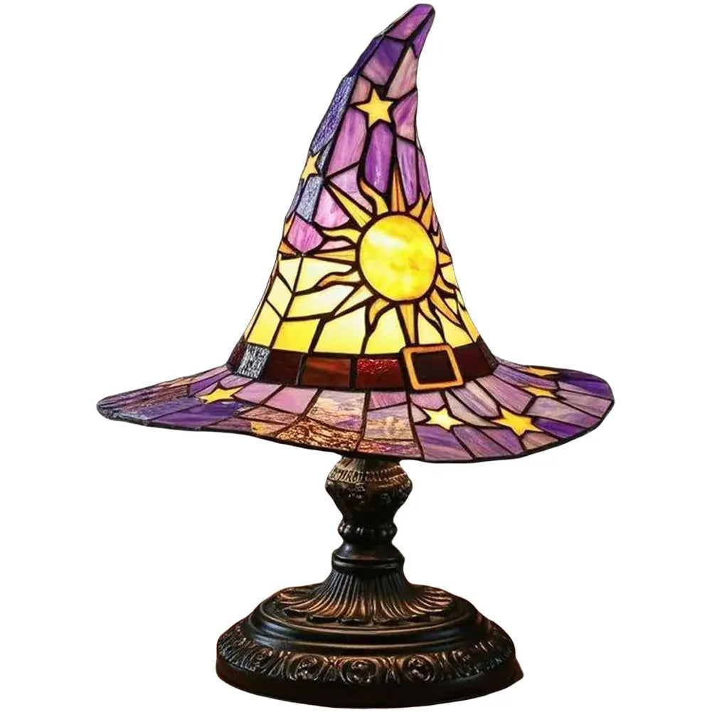 Witch Hat Lamp LED Night Light USB Powered Resin Witch Hat Light Ornament Bedside Lamp for Living Room Home Bedroom Decoration