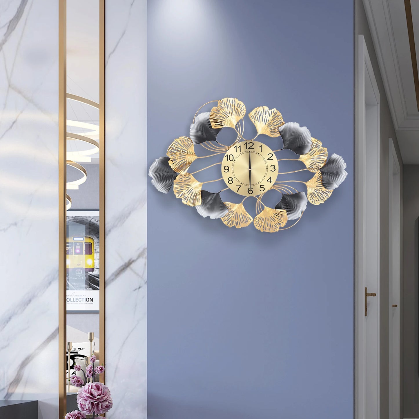 Large Wall Clock for Living Room Decor Modern Wall Clock Creative Luxury Wall Clock Background Wall Art Gold Clock