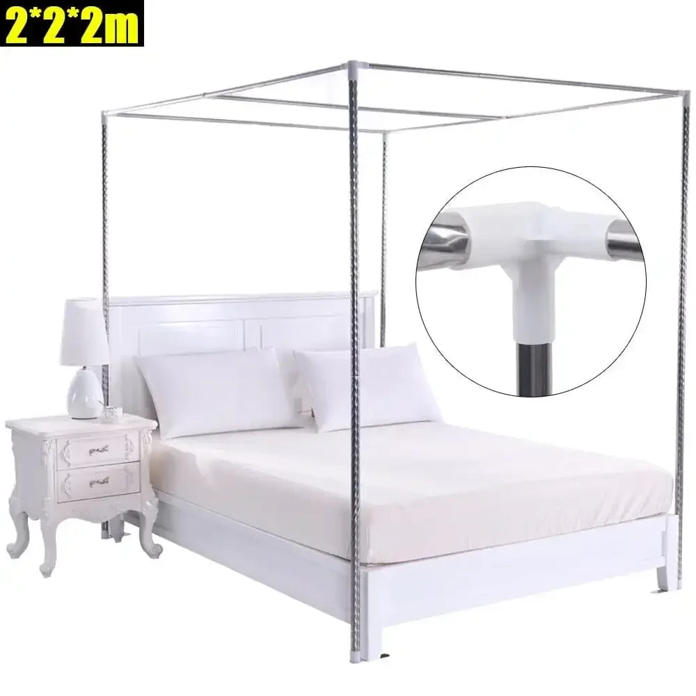 Stainless Steel Bedding Canopy Frame, Bedroom Furniture, Detachable Mosquito Net Frame, Bed Frame Queen for 4 Corner Bed