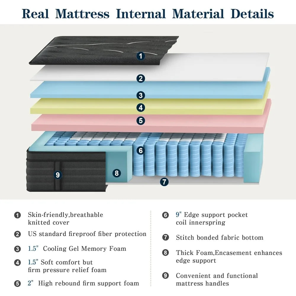 ANGDUO Gel Memory Foam Hybrid Mattress For Lumbar Support