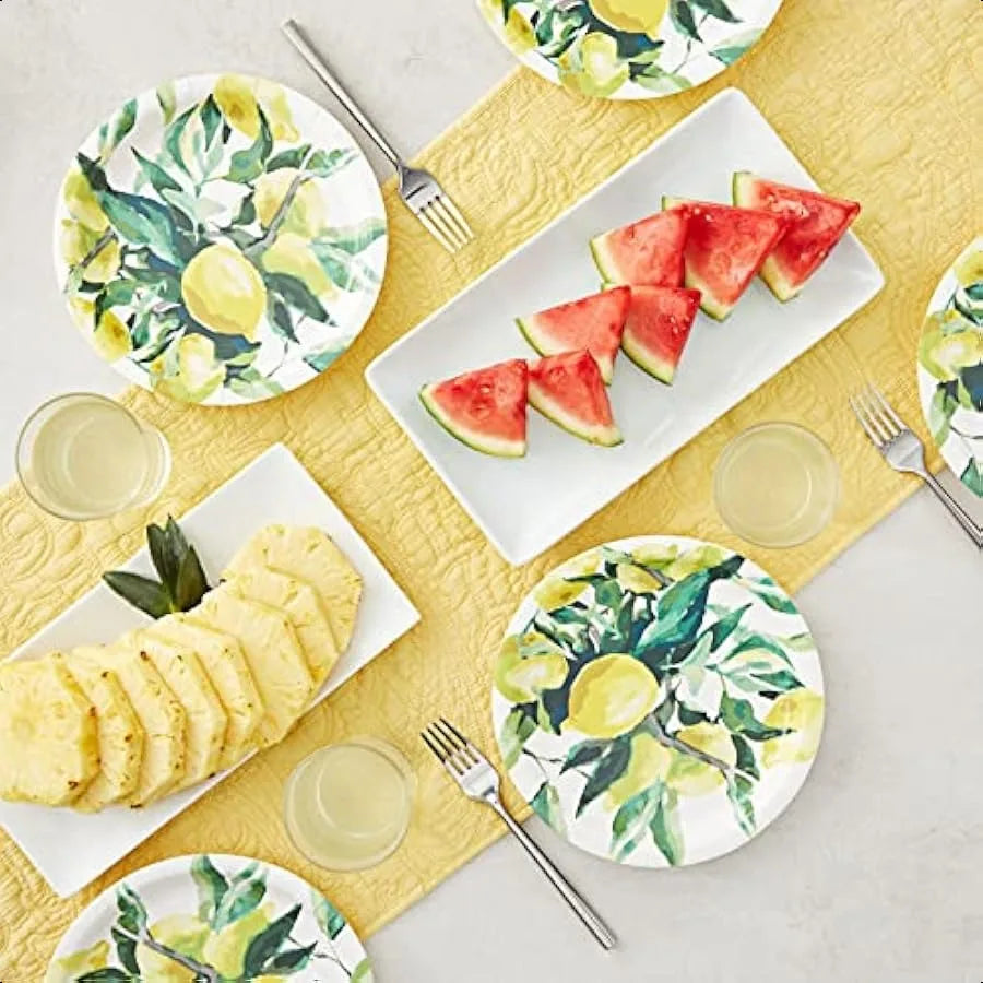 80Pack Disposable Lemon Paper Plates for Birthday Party Decorations Bridal and Baby Showers 9 in