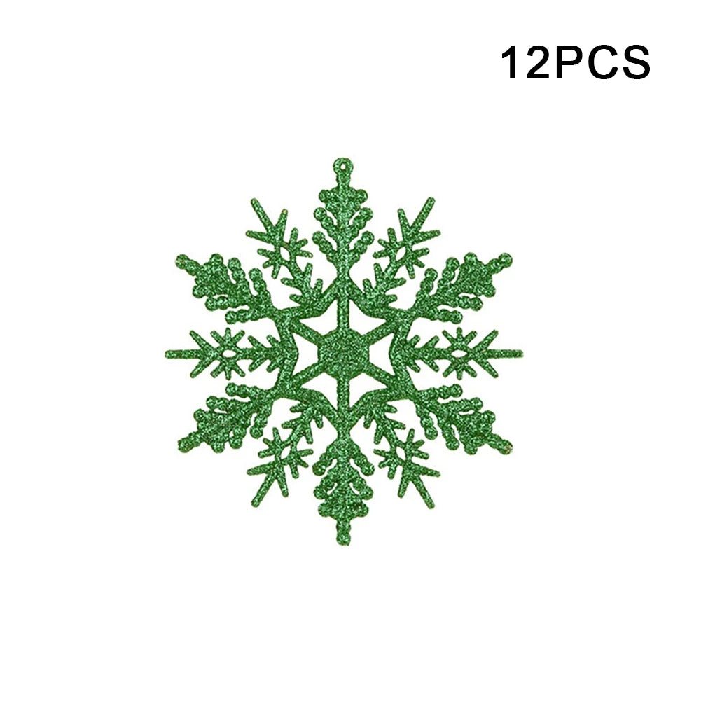 12pcs Christmas Fake Snowflakes With Small hole Xmas Tree Hanging Ornament Simulation Snowflakes Winter Christmas Ornaments