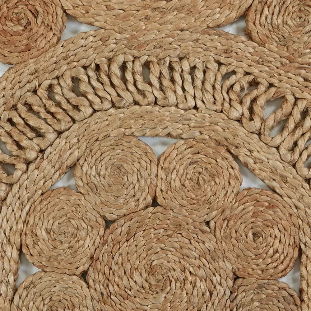 Natural Braided Jute Round Area Rug Handmade Indoor Carpet Soft Bohemian Geometric Design Home Decor Dining Room Bedroom Living