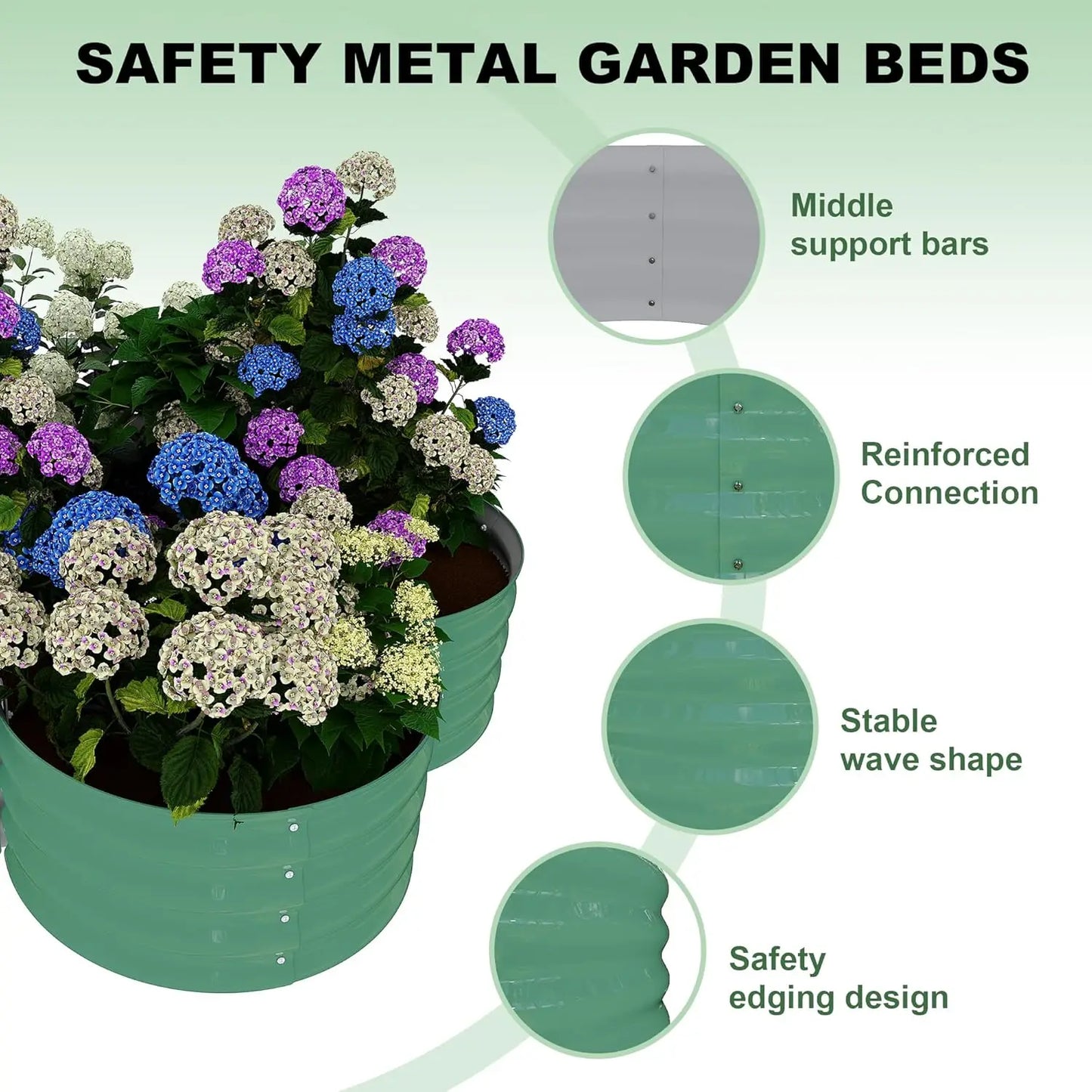 2 Pack Metal Raised Garden Beds Flower Shape Design Rust-Proof 12” Deep Planter Boxes for Vegetables/Flowers Garden Supplies