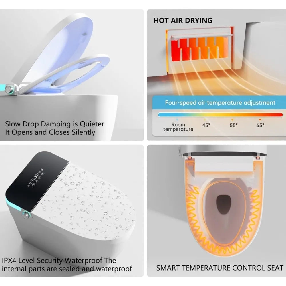 Smart Tankless Toilet With Heated Bidet And Auto Flush