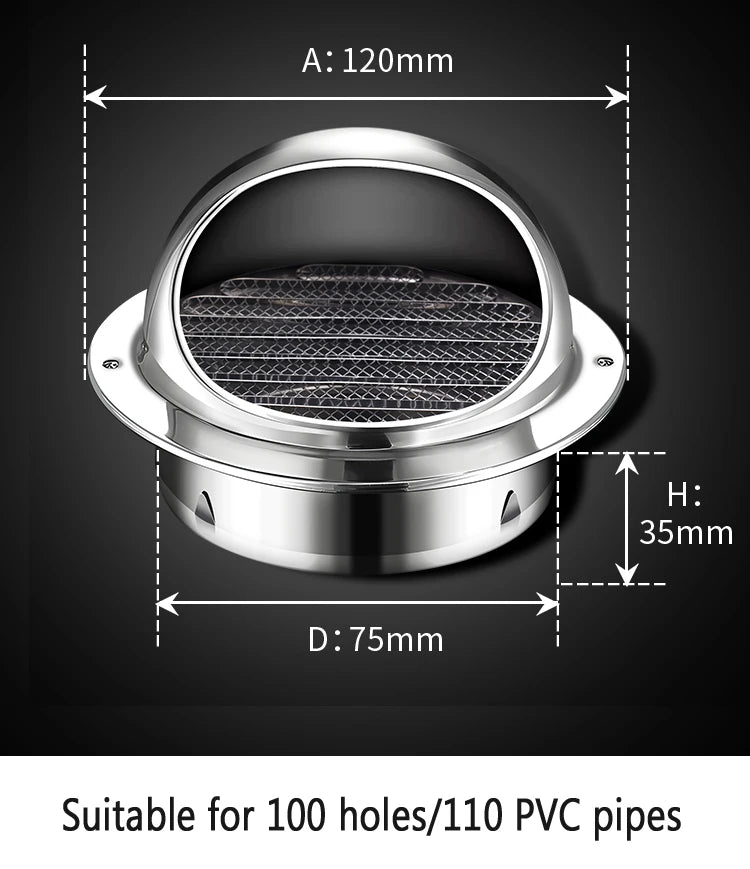 Stainless Steel Wall Ceiling Air Vent Ducting Ventilation Exhaust Grille Cover Outlet Heating Cooling Waterproof Vents Cap