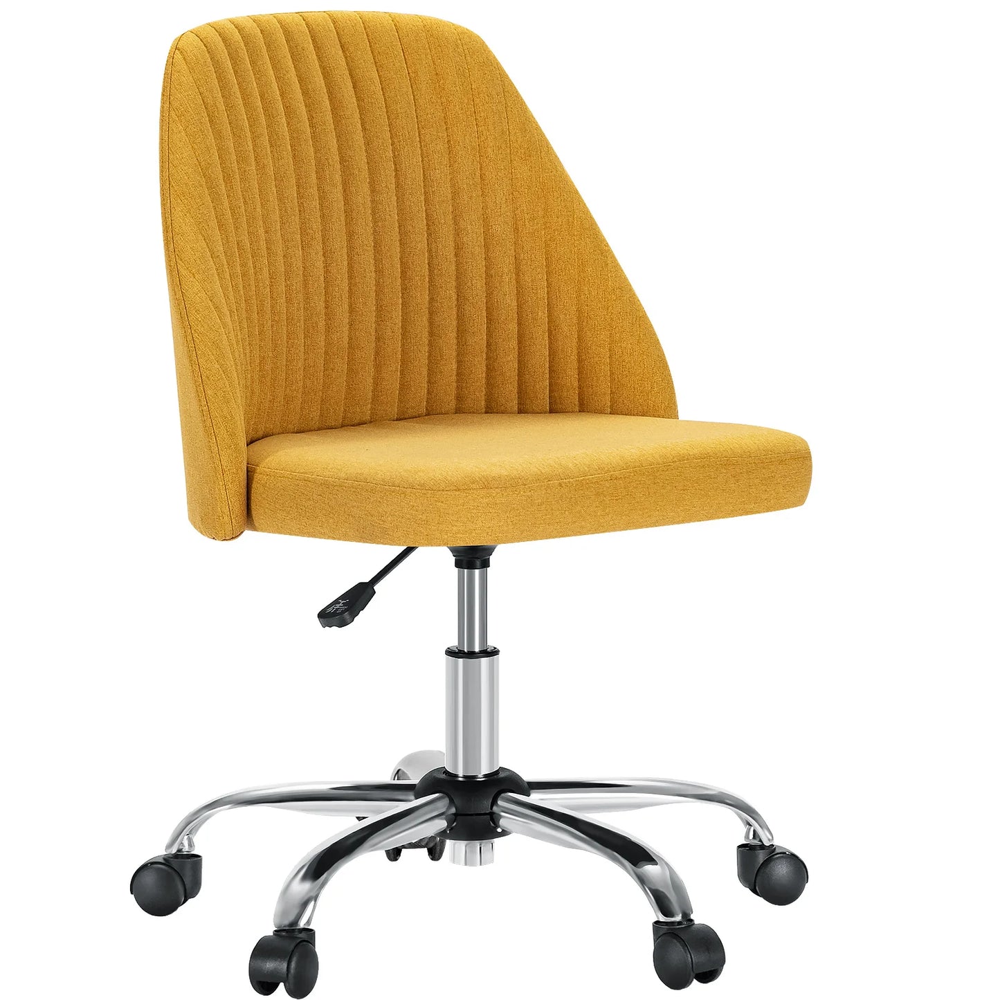JHK Armless Small Desk Office Chair Cute Vanity Swivel Chair with Back Modern Fabric with Wheels Swivel Task Home Gaming Chair