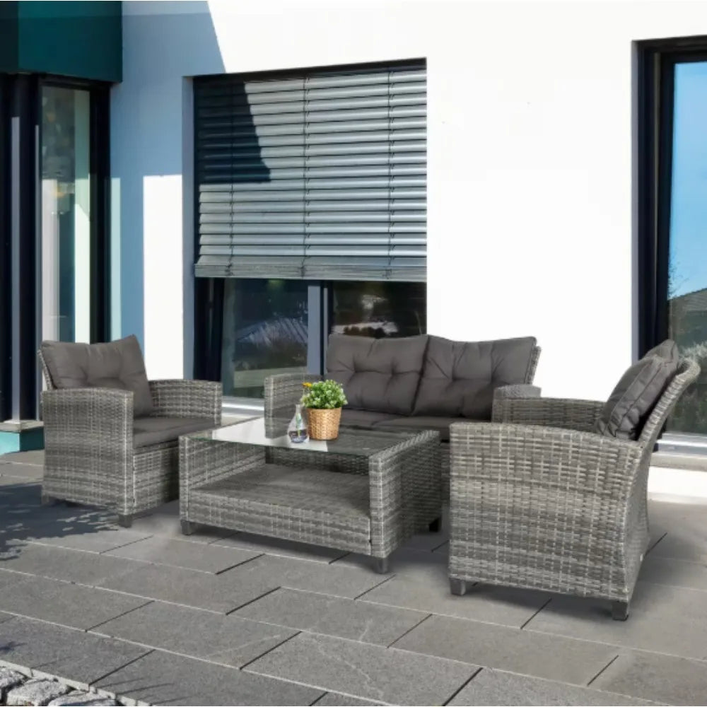 Patio Furniture Set with Cushions, Chairs,Sofa and Tea Table, make sure you are feeling fine on a nice summer day