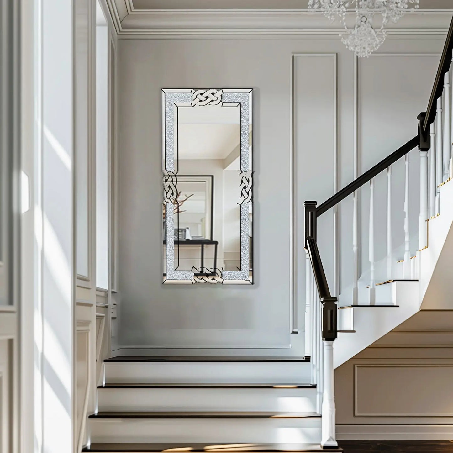 Wisfor Crushed Diamond Wall Mirror Rectangular Glass