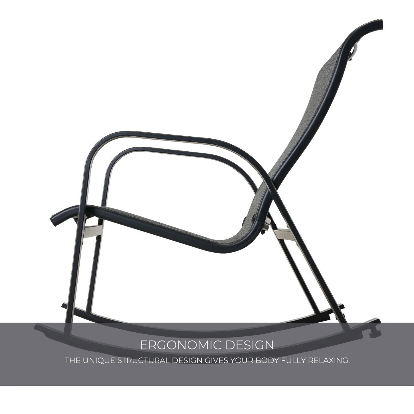 Mesh Sling Rocking Chair,Outdoor E-coated Steel Rocker Seating Furniture for Front Porch Garden Patio Backyard