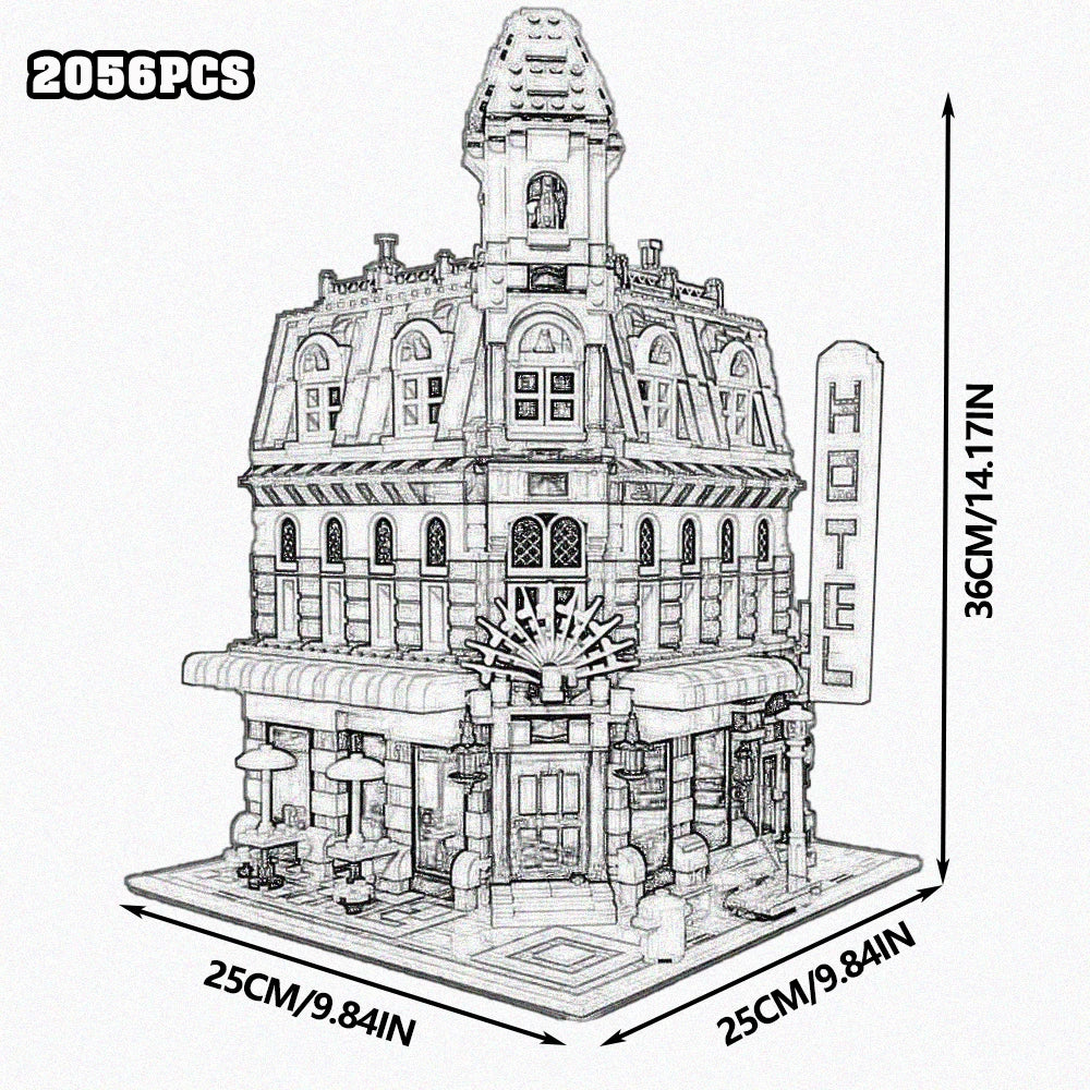 Creative Expert Brick Bank Cafe Corner Model MOC Street