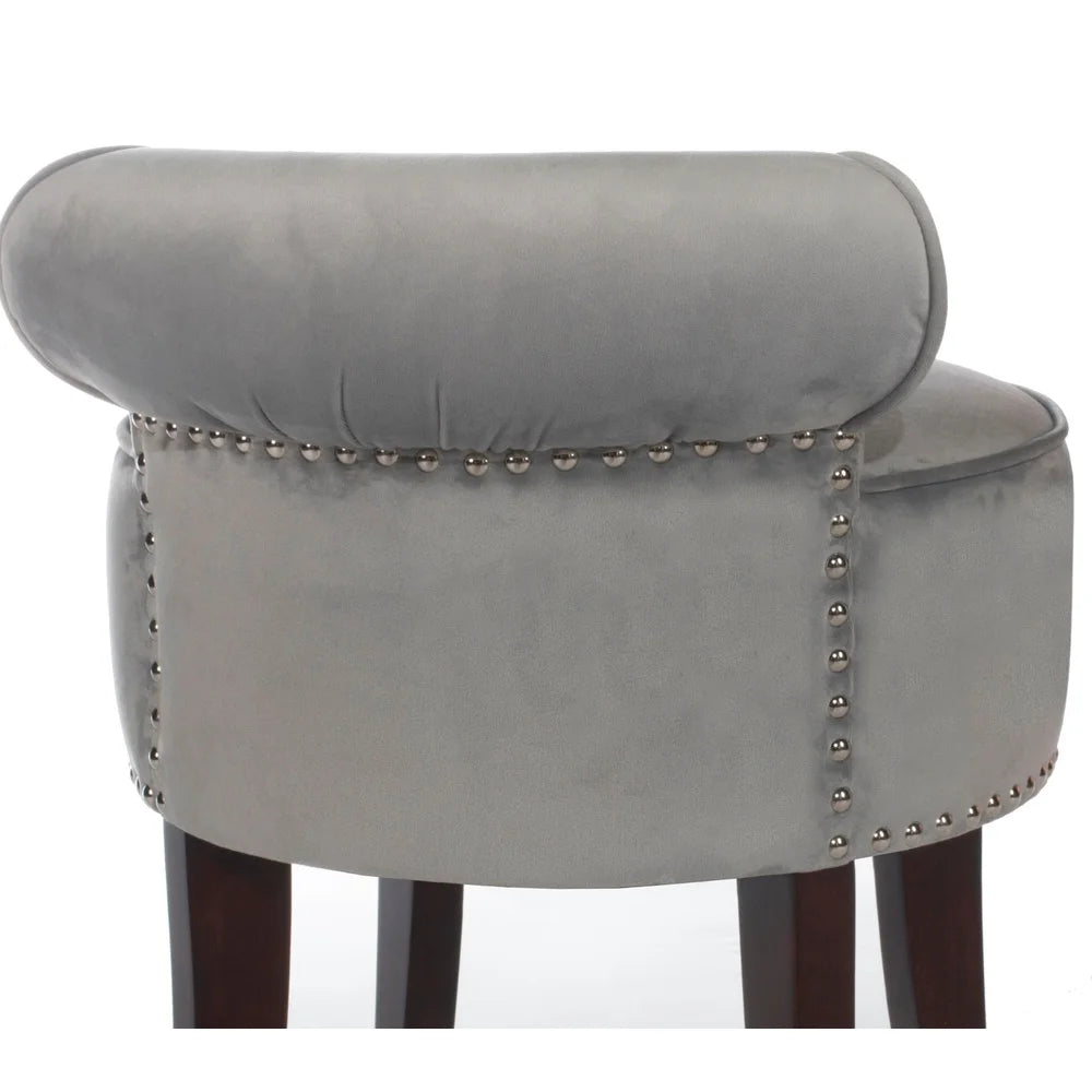DUTRIEUX Elegant Vanity Stool Velvet Low Back Saber Legs