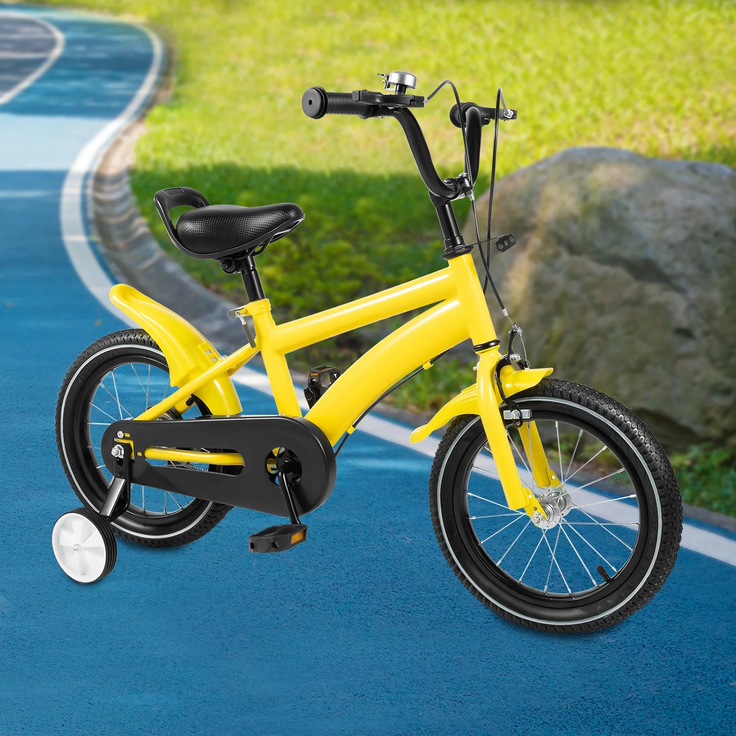 Fork Kids Bicycle With Training Wheels Dual Brakes Durable