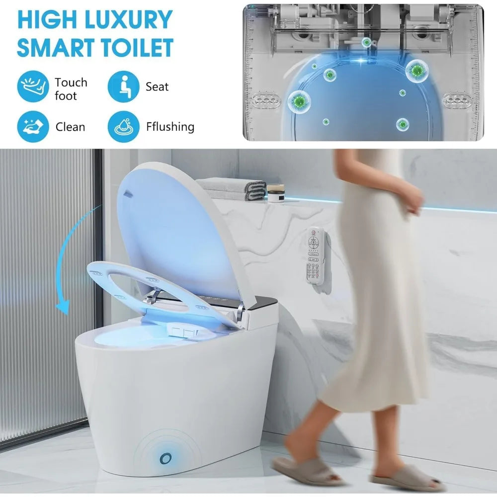 Smart Tankless Toilet With Heated Bidet And Auto Flush