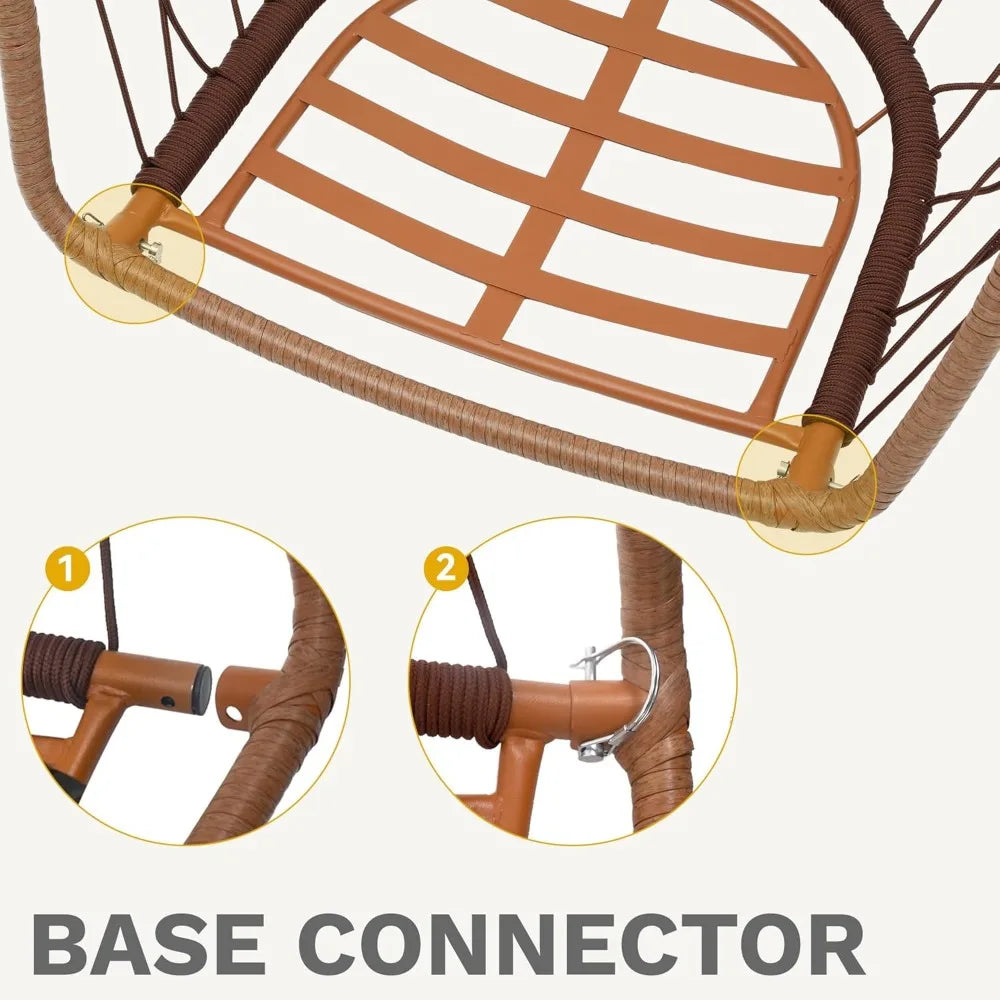 Egg Chair Without Stand, Basket Chair Hanging Outdoor Rattan Wicker Patio Hammock Indoor Egg Chair with Cushion, Hanging Swing