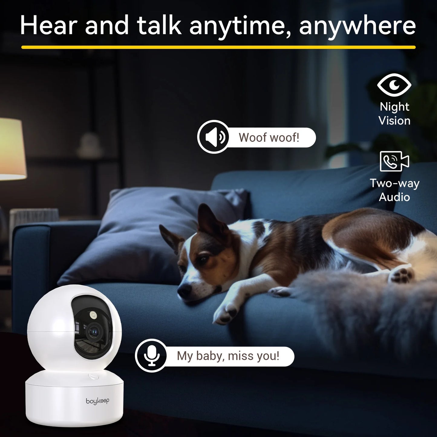 BoyKeep Smart Camera 2K Security Protection Wifi Surveillance 5G/2.4GHz Indoor Baby Night Vision 360° Pan & Tilt 2-Way Audio K30