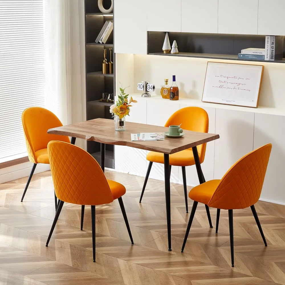 Modern Dining Table Set for 4,Durable Home Table with Chair,Stylish Rectangular Dining Table Upholstered Dining Chair Velvet
