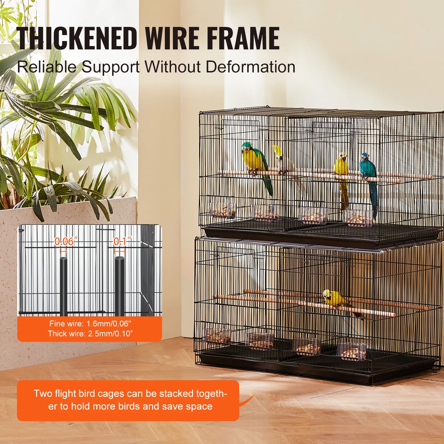 SucceBuy Travel Bird Cage With Handle And Stackable Divider