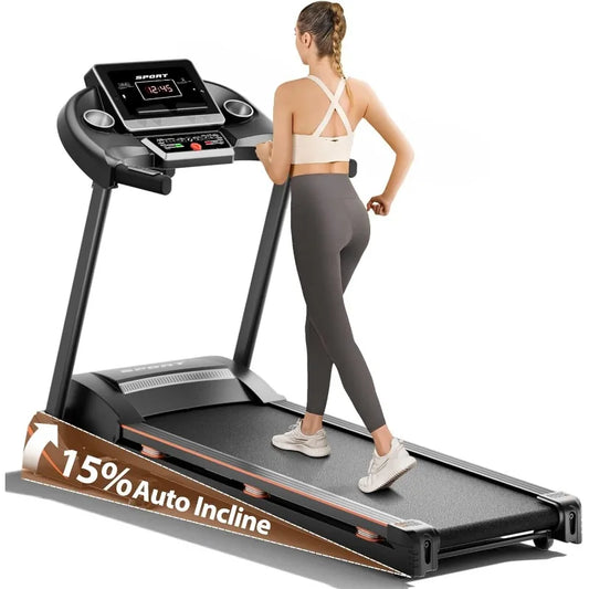 Treadmills for Home, Treadmill with 0-15% Auto Incline, 3HP Folding Treadmills for Running Walking with 300LBS Weight Capacity