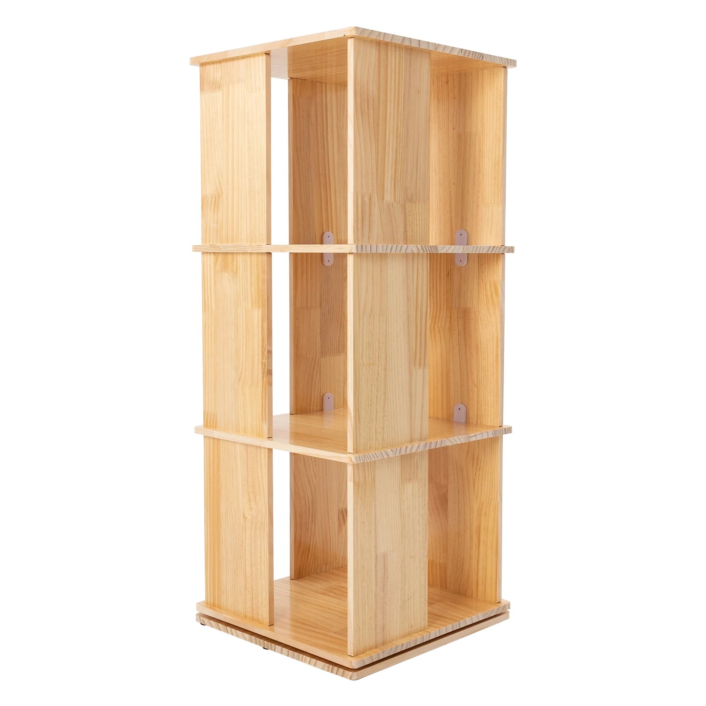 3-Tier Rotating Bookshelf 360° Revolving Bookcase Stackable Spinning Bookshelf Display Bookcase Square Swivel Corner Bookcase