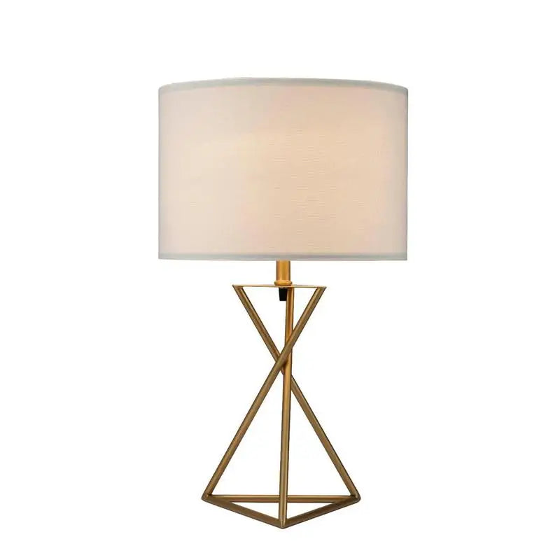 26.25" Tall Mid-Century Metal Table Lamp, Hourglass Design in Matte Gold Finish
