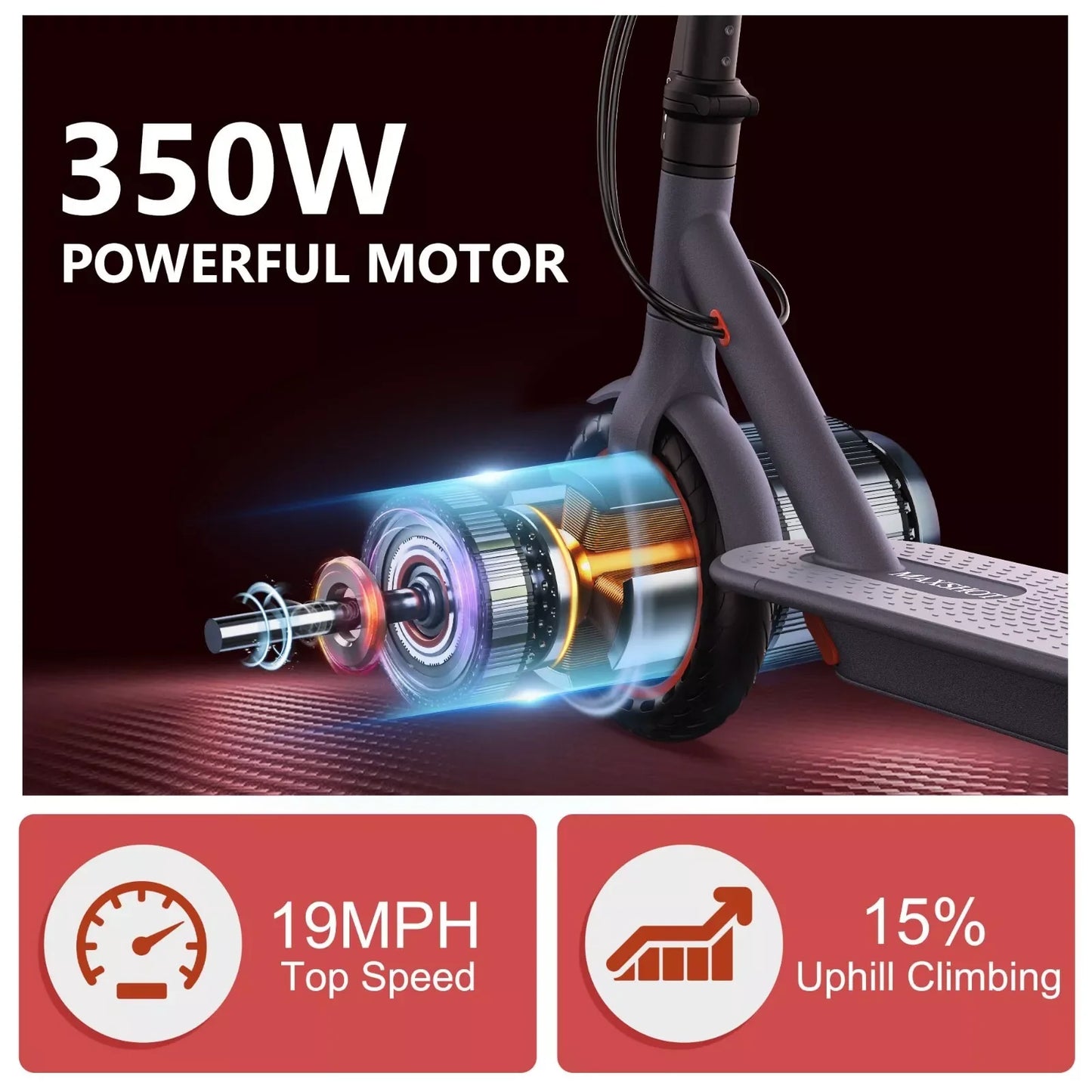 Ladped Electric Scooter 350W 19 MPH App Smart Folding