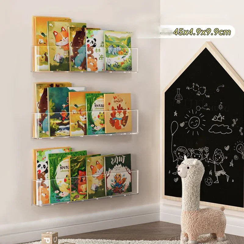 Acrylic Picture Book Display Stand Bookshelf Children's Wall Behind the Door Reading Magazine Storage Wall Hanging Bookshelf