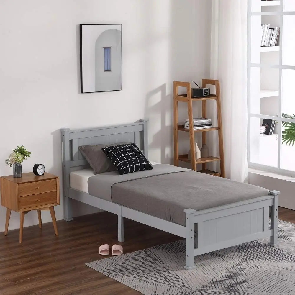 HUANZHUANG Solid Wood Platform Bed Frame With Headboard