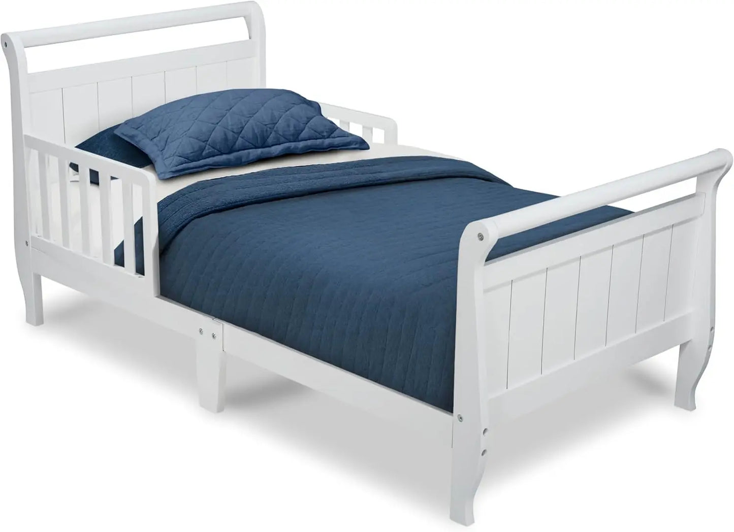 Children Wood Sleigh Toddler Bed, White