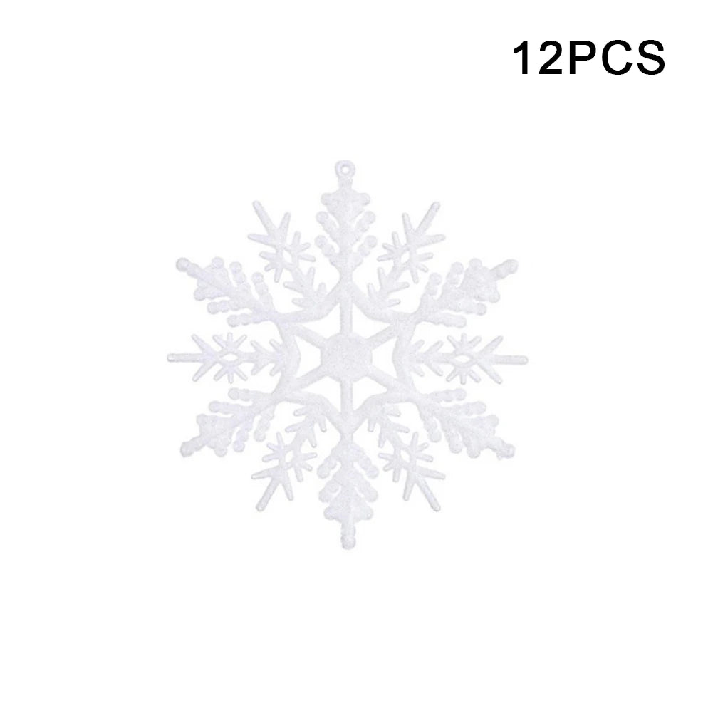 12pcs Christmas Fake Snowflakes With Small hole Xmas Tree Hanging Ornament Simulation Snowflakes Winter Christmas Ornaments
